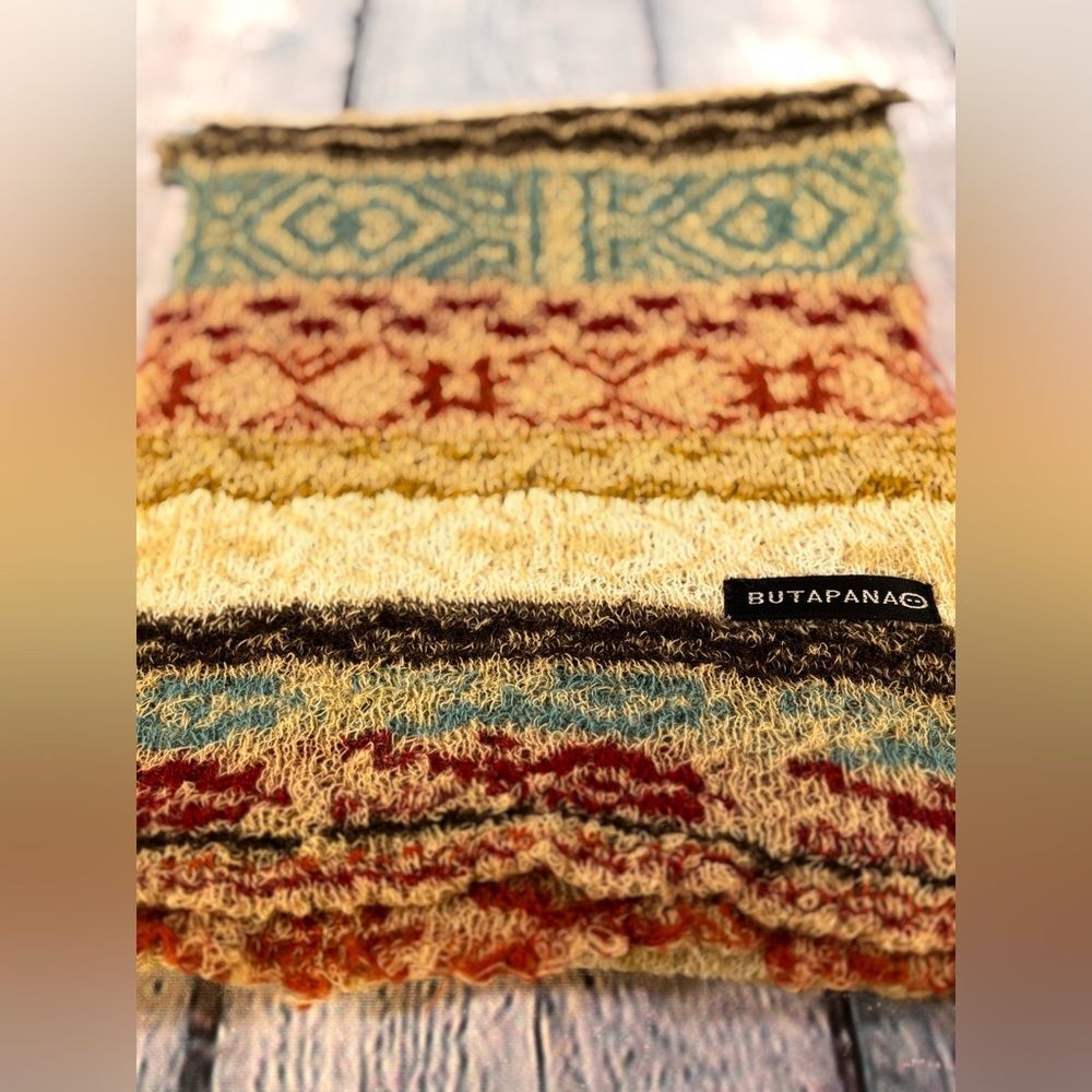BUTAPANA Japanese Jacquard Fair Isle Style Cabincore Preppy Wool Knit Scarf